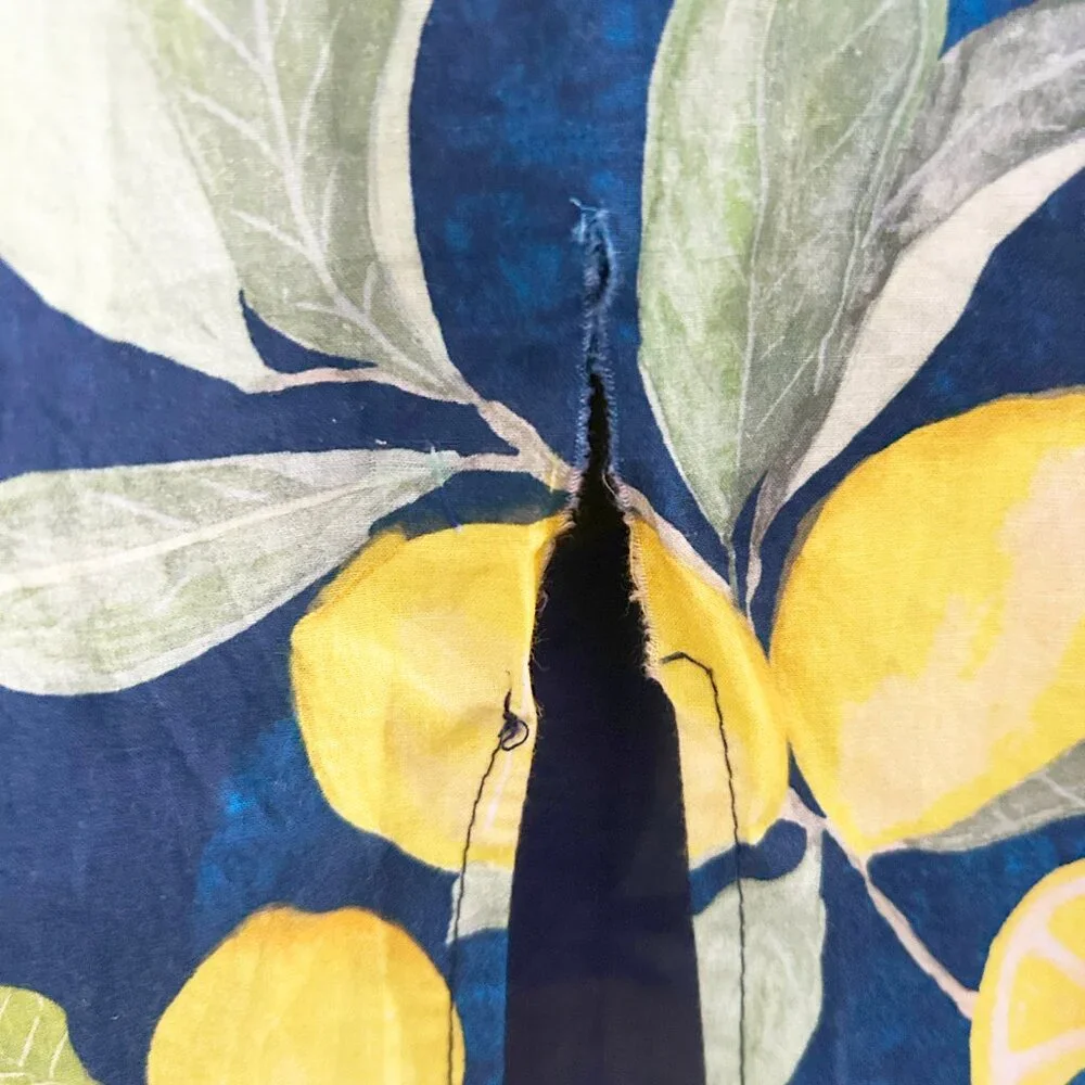 Hope & Ivy Lemon Print Puff Sleeve Midi Dress Mediterranean Cottagecore Size 14 - Picture 3 of 12